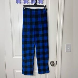 EUC Prince of Sleep boy’s blue black plaid soft fleece warm fuzzy pajama pants L